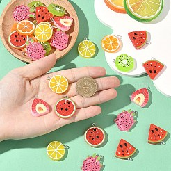35Pcs 7 Styles Fruit Theme Spray Painted Opaque Resin Pendants&nbsp;RESI-YW0006-09