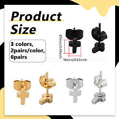 12Pcs 3 Colors Brass Stud Earrings&nbsp;EJEW-GO0003-10