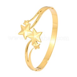 女性用304ステンレススチール製星型オープンヒンジカフバングル  ゴールドカラー  内径：2.36x1.97インチ（6x5cm）&nbsp;WG5645C-01