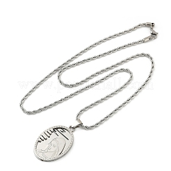 201 Stainless Steel Embossed Virgin Mary Pendant Rope Chain Necklaces&nbsp;NJEW-S387-08P