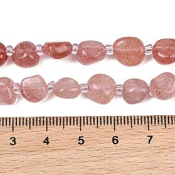 天然石ストロベリークォーツビーズ連売り  ナゲット  グレードA  8~15x7~11x3.5~7.5mm  穴：0.8mm  約31~39個/連  15.75''（40センチメートル）&nbsp;GG-CBA3A44-C01-02
