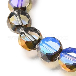 電気メッキ透明ガラスビーズ連売り  フラットラウンド  多面カット  カラフル  8x4mm  穴：1mm  約54個/連  15.75''（40センチメートル）&nbsp;GL-CBA98F0-06A-01