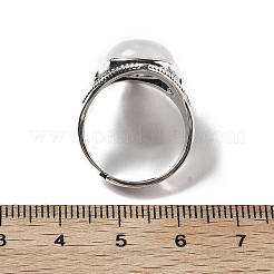 天然水晶調節可能なリング  アンティークシルバートーンの真鍮製指輪  菱形  22mm  内径：18mm&nbsp;G-P560-03AS-20