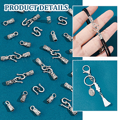 100PCS Tibetan Style Alloy Cord Ends with 100PCS Alloy Hook and S-Hook Clasps&nbsp;TIBE-NB0001-28