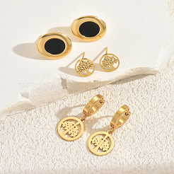 3 Pairs Stainless Steel Stud Earring & Hoop Earring Sets&nbsp;DQ8083