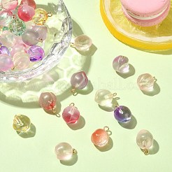 50Pcs Transparent Spray Painted Glass Peach Pendants&nbsp;GLAA-CJ0002-24