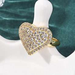 Brass Micro Pave Cubic Zirconia Cuff Open Rings&nbsp;RJEW-F204-07B-G01