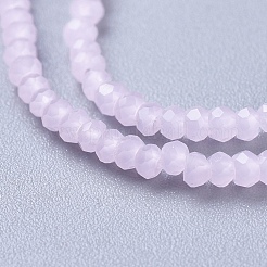 ガラスビーズ連売り  イミテーション翡翠  多面カット  ロンデル  パールピンク  2.5x1.5mm  穴：0.5mm  約193~198個/連  12.6インチ（33cm）&nbsp;X-EGLA-J144-NC07