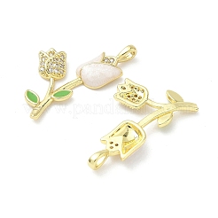 Brass Micro Pave Cubic Zirconia with Enamel Pendants&nbsp;KK-Z134-05G-01