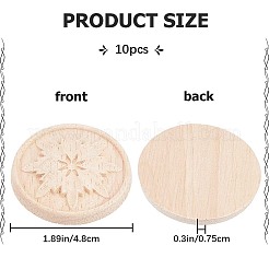 木彫りアンレーアップリケクラフト  未塗装アンレー家具家の装飾  花柄  フラットラウンド  48x7.5mm&nbsp;WOOD-WH0034-11A