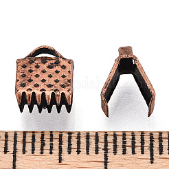 アイアン製カシメリボン止めエンドパーツ  赤銅鉱  6x7mm  穴：2mm&nbsp;IFIN-ZX025-R-NF