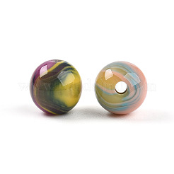 オペーク樹脂ビーズ  ラウンド  ミックスカラー  9.5~10mm  穴：1.8~2mm&nbsp;X1-RESI-N042-10mm-14