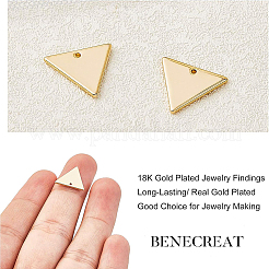 真鍮製チャーム  三角形  18KGP本金メッキ  14x12x1mm  穴：0.5mm  30個/箱&nbsp;KK-BC0005-23G