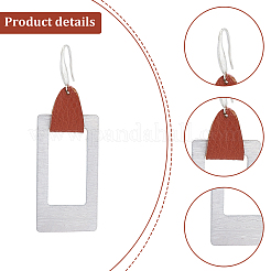 4 Pairs 4 Styles Round & Rectangle & Polygon & Ring Brass Dangle Hoop Earrings&nbsp;EJEW-AN0003-06