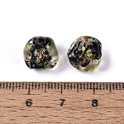 手作りゴールドパウダー入りランプワークビーズ  ナゲット  ブラック  9.5~11x9.5~11.5x9.5~11.5mm  穴：1.2~1.8mm&nbsp;LAMP-Q039-03E
