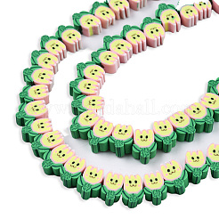 手作り樹脂粘土ビーズ連売り  表情のある花  きいろ  10.5~12x7~8.5x4.5~5.5mm  穴：1.6mm  約40個/連  11.81インチ〜12.01インチ（30~30.5cm）&nbsp;CLAY-N008-068-B01