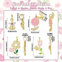 8Pcs 4 Styles Brass Micro Pave Cubic Zirconia Pendants&nbsp;KK-SZ0008-37