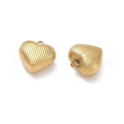 304ステンレススチールチャーム  イオンプレーティング（ip）  リブ付きハートチャーム  艶出し  18KGP本金メッキ  9x9x5mm  穴：1.2mm&nbsp;SA-CBAF3CF-05E-G