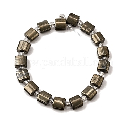 天然石パイライトビーズ連売り  正方形  シードビーズで  8x8x5mm  穴：1mm  約16~17個/連  7.87''~8.07''（20~20.5センチメートル）&nbsp;G-Z087-D02