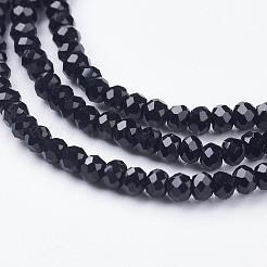 クリスタルガラスビーズ連売り  多面カット  ロンデル  ブラック  3x2.5mm  穴：0.5mm  約164~170個/連  14.5インチ&nbsp;GLAA-D032-2.5x2-14