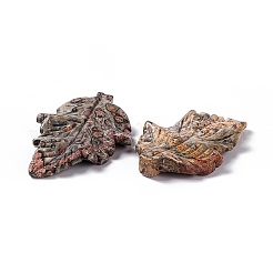 天然ヒョウ肌ジャスパーペンダント  葉のチャーム  41.5x25~26x5mm  穴：0.8mm&nbsp;G-I336-01-08