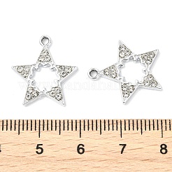 合金クリスタルラインストーンペンダント  スターのチャーム  UVメッキ  プラチナ  18.5x16.5x2mm  穴：1.6mm&nbsp;ALRI-T012-05A-P