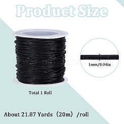 20m牛革レザーコード  革のアクセサリーコード  ジュエリーDIY製版材料  ラウンド  染め  1個のプラスチック製の空のスプール  ブラック  1mm&nbsp;WL-SC0001-05A