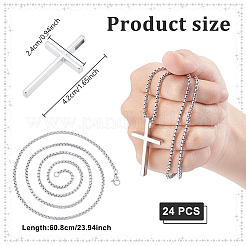 24Pcs Stainless Steel Religion Alloy Cross Pendant with 667 Stainless Steel(Grade 201 Equivalent) Box Chain Necklaces&nbsp;NJEW-TN0001-01