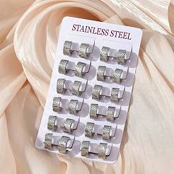 304ステンレススチール研磨効果フープピアス  ステンレス鋼色  13.5x6mm&nbsp;EJEW-M001-30P