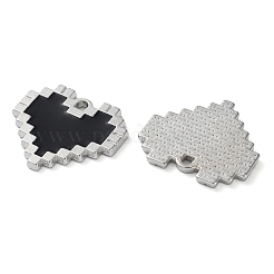 合金エナメルチャーム  鉛フリー＆カドミウムフリー  プラチナ  ハートチャーム  ブラック  21x22.5x2mm  穴：2mm&nbsp;FIND-Z014-07P