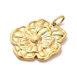 304ステンレスペンダント  丸カン付き  花のチャーム  イオンプレーティング（ip）  14KGP本金メッキ  27x25.5x2.5mm  穴：5x2.5mm&nbsp;STAS-R151-12G
