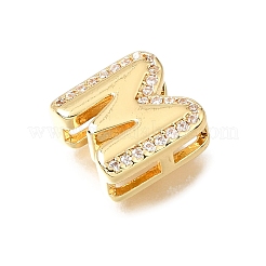 Brass Micro Pave Clear Cubic Zirconia Initial Spacer Bars&nbsp;KK-E802-34G-M