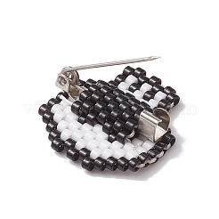 Halloween Skull Glass Seed Beads Brooch&nbsp;JEWB-BR00166