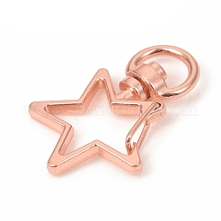 星形亜鉛合金スイベルカニカン  スイベルスナップフック  ローズゴールド  34x24x6mm  穴：5x9mm&nbsp;IFIN-WH0053-02RG