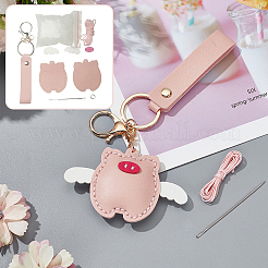 DIY Imitation Leather Flying Pig Pendant Keychain Sewing Kits&nbsp;DIY-WH0530-96