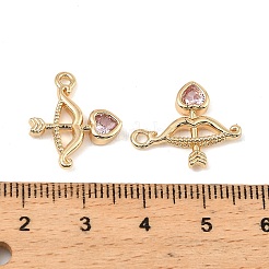 真鍮製マイクロパヴェキュービックジルコニアチャーム  ボウ＆矢  18KGP本金メッキ  19x15.5x3mm  穴：1.6mm&nbsp;KK-C155-27G