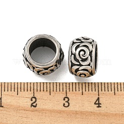 316サージカルステンレススチール製大穴ビーズ  テクスチャーロンデル  アンティークシルバー  8x13x8mm  穴：8mm&nbsp;STAS-Q326-10AS-06