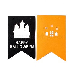 16色旗フェルトオーナメント2個。  ナイロンロープとプラスチックピンで  ハロウィン吊り飾り  パーティーギフトの家の装飾  タワー模様  239x150x1mm  穴：3.5mm&nbsp;DIY-B054-02D
