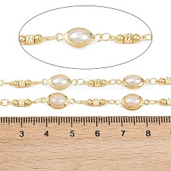 Brass ABS Imitation Pearl Oval Link Chains&nbsp;CHC-B025-07G