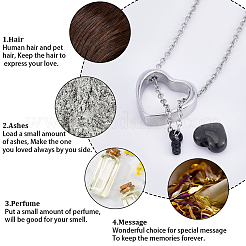 1Pc 304 Stainless Steel Heart Pendant Urn Ashes Necklaces&nbsp;NJEW-CN0001-19EBP