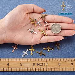 合金ペンダント  カドミウムフリー＆鉛フリー  クロス  ミックスカラー  21x11x2mm  穴：2mm  6色  20個/カラー  120個/箱&nbsp;PALLOY-PJ0001-07-RS