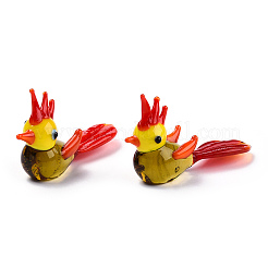 手作りランプワーク家の装飾  ギフト用の3D鳥の装飾品.  レッド  67~69x20~21x42~43mm&nbsp;LAMP-T011-64