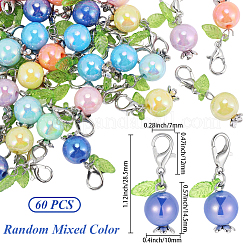 丸型アクリルペンダント装飾60個  合金製カニカン付き  プラチナ  28.5mm&nbsp;HJEW-BM0001-16