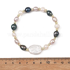 2Pcs Natural Cultured Freshwater Pearl & Non-magnetic Synthetic Hematite Beads Stretch Bracelets for Women&nbsp;BJEW-JB14085