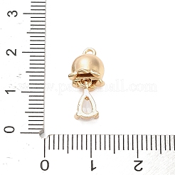 真鍮製マイクロパヴェキュービックジルコニアペンダント  ティアドロップの花  ゴールドカラー  17.5x7.5mm  穴：1.5mm&nbsp;KK-D427-01G