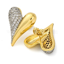 Rack Plating Heart Brass Micro Pave Clear Cubic Zirconia Stud Earrings&nbsp;KK-M021-03G
