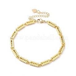 Clear Cubic Zirconia Column Link Chain Bracelet&nbsp;BJEW-E073-01G