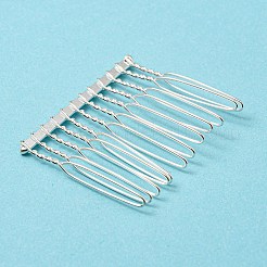 鉄のヘアコームパーツ  銀  36.5~37x43~46x3.5~5mm&nbsp;MAK-K021-03C-S