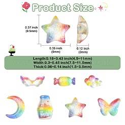 105個 7スタイル レインボーカラー レジンカボション  ネイルアートの装飾の付属品  混合図形  4.5~11x7.5~11.5x1.5~3.5mm  15個/スタイル&nbsp;MRMJ-CJ0001-38
