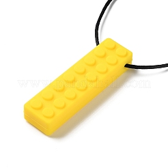 ビルディングブロック食品グレードシリコンペンダント  きいろ  425~791x1.5mm  ペンダント：71.5x19.5x12.5mm&nbsp;SIL-Z004-01B